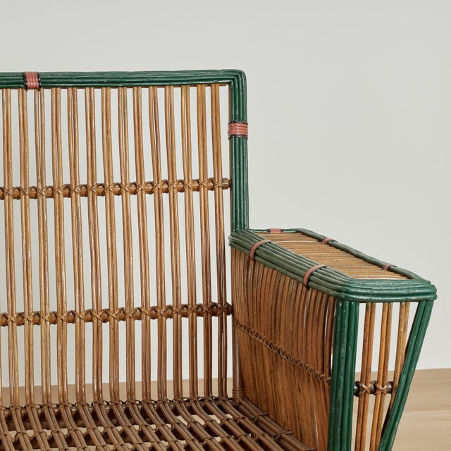 Four Piece Suite of Art Deco Rattan Porch Furniture For Sale In West Palm - Image 6 of 18