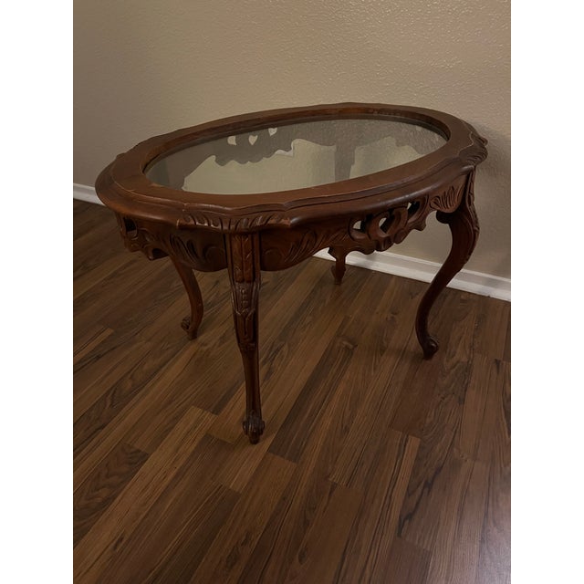 Vintage Carved Walnut Coffee Table 1930s For Sale In Las Vegas - Image 6 of 7