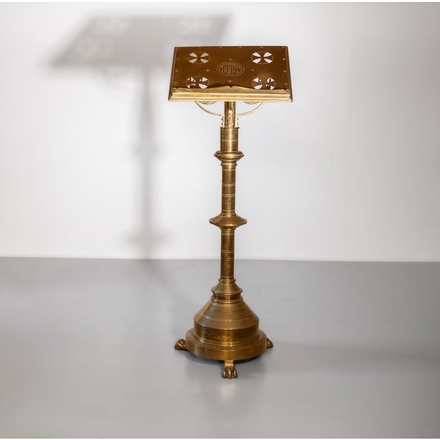 Late Victorian Brass Standing Church Gothic Lectern For Sale - Image 11 of 18