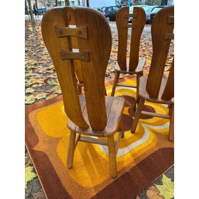 Wood Brutalist Chair in Oak by De Puydt, 1960s For Sale - Image 7 of 14
