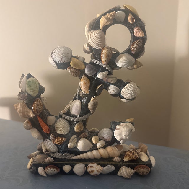 2010s Nautical Anchor Sculpture With Fine Shell Mosaic Cover For Sale - Image 5 of 12