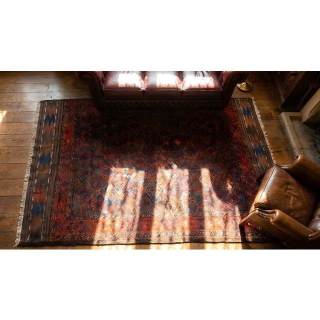 1880s Brown Blue Geometric Tribal Antique Persian Baluch Carpet 3'2" X 5'6" Woven Wool Rug For Sale - Image 14 of 14