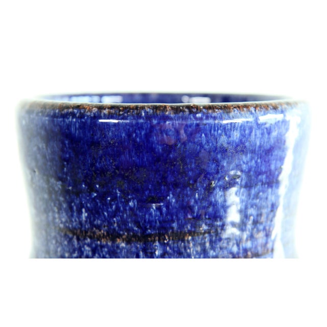 Mid-Century Modern Mid Century Swedish Modern Art Pottery Cobalt Blue Vase by Gustav & Ulla Kraitz For Sale - Image 3 of 10