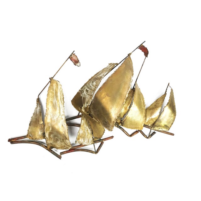Vintage Brutalist Sailboats Abstract Wall Sculpture For Sale - Image 4 of 6