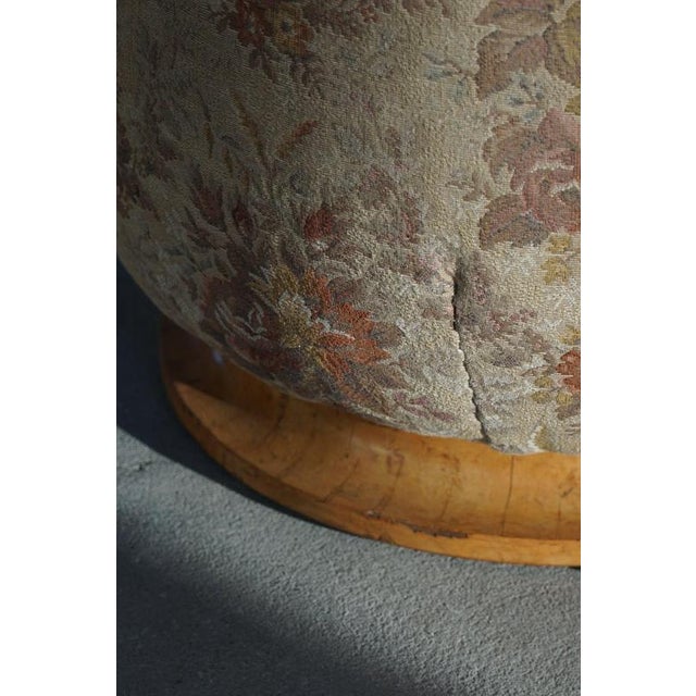 Art Deco Danish Sculptural Round Stool in Fabric & Burl Wood, 1940s For Sale - Image 13 of 15