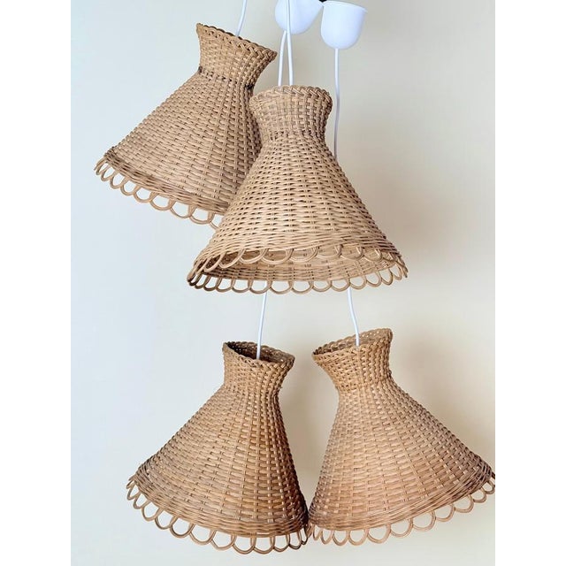 Handcrafted Rattan Diabolo Pendant Light in the style of Kalmar, 1960s For Sale - Image 12 of 15