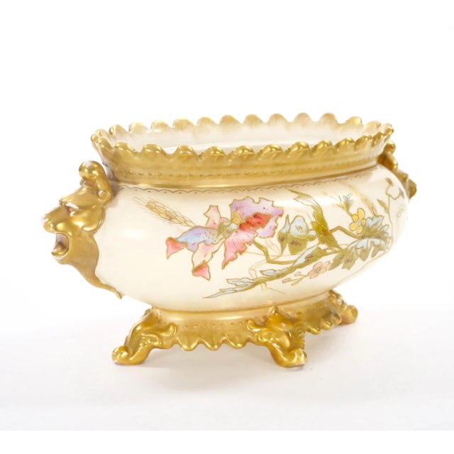 Traditional Hand Painted & Gilt Decorated Floral / Foliate Design German Centerpiece For Sale - Image 3 of 10
