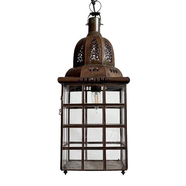 Farmhouse Vintage Windowpane Pendant Light For Sale - Image 3 of 9