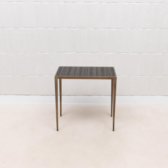 Set of 3 Nesting Tables in Black Shagreen and Black Pen Shell With Bronze Patina Brass by R&y Augousti For Sale - Image 11 of 12