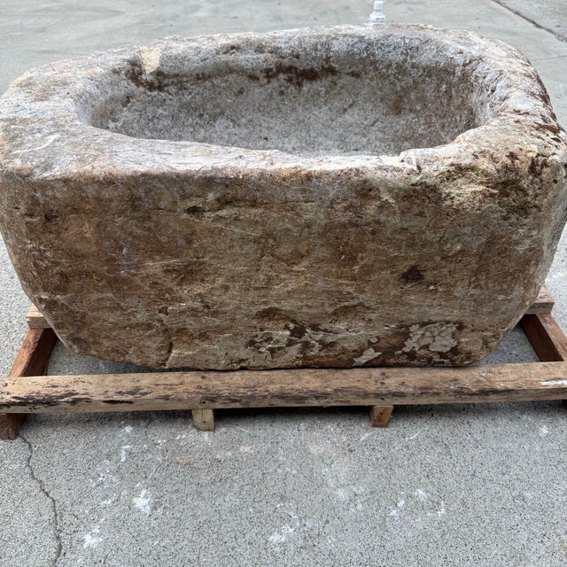 Beige Antique Limestone Trough 51326a 31"w For Sale - Image 8 of 9