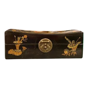 Asian Hand Painted Saddle Shape Jewelry Box-Black