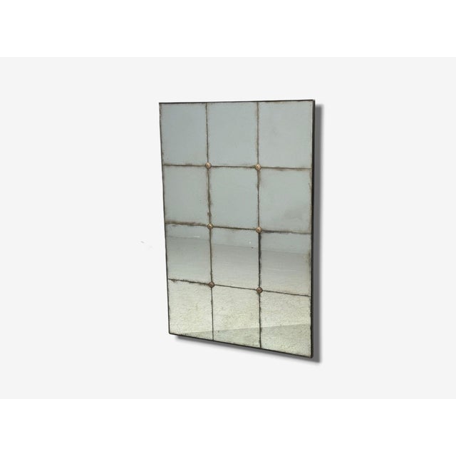 Baroque Style, Rectangular Silver Wall Mirror, Eglomise Glass, Stained Wood For Sale - Image 4 of 9