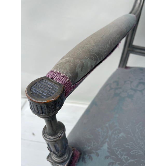 Vintage French Carved Wood Upholstered Armchair For Sale - Image 9 of 10