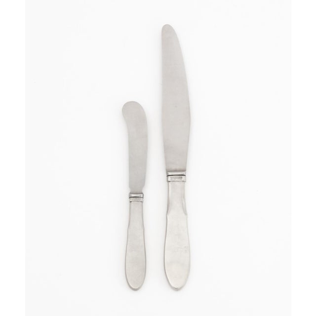 Georg Jensen Mid 20th Century Georg Jensen "Mitra" Stainless Steel Flatware, 82 For Sale - Image 4 of 11