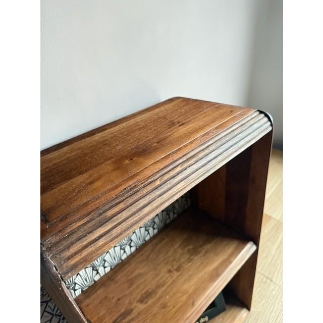 1930s Art Deco Solid Walnut Low Bookcase Nightstand / Side Table, Restored Antique For Sale - Image 5 of 10