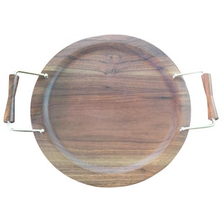 Vintage Danish Modern Wooden Round Tray For Sale