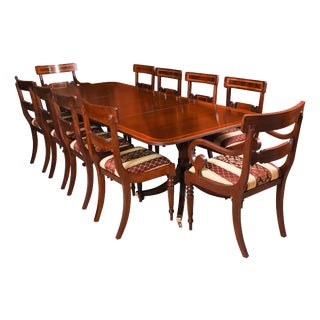 Vintage George III Dining Table by William Tillman and Chairs, 1980s, Set of 11 For Sale