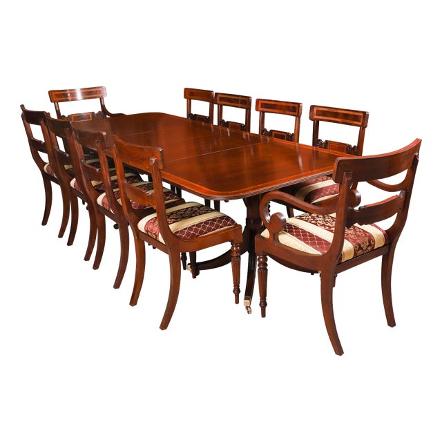 Vintage George III Dining Table by William Tillman and Chairs, 1980s, Set of 11 For Sale