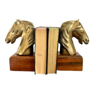 Vintage Brass Horse Head Bookends - Dolbi-Cashier For Sale
