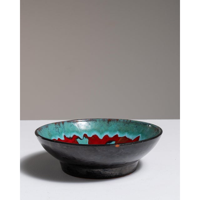 1970s 1970s Italy Teal Ceramic Serving Bowl For Sale - Image 5 of 15