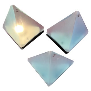 Vintage Italian Triangular Wall Lamps from Vetri Murano, 1970s, Set of 3 For Sale