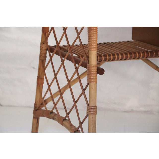 1950s Vintage Desk and Chair in Wicker by Louis Sognot, 1950s, Set of 2 For Sale - Image 5 of 15