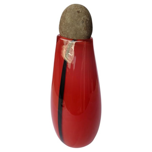 Red Yutori Line Sculpture in Mouthblown Glass by Pia Wüstenberg For Sale - Image 8 of 8
