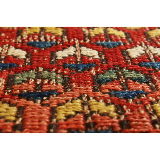 Late 19th Century 19th-Century Antique Soumak Rug Gometric Burnt Red and Beige All Over Pattern For Sale - Image 5 of 6
