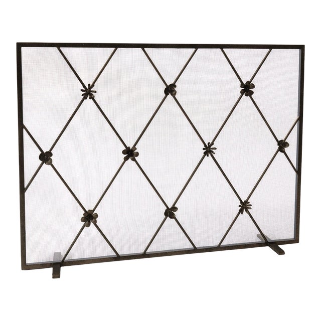 Warm Black Flora Fireplace Screen For Sale