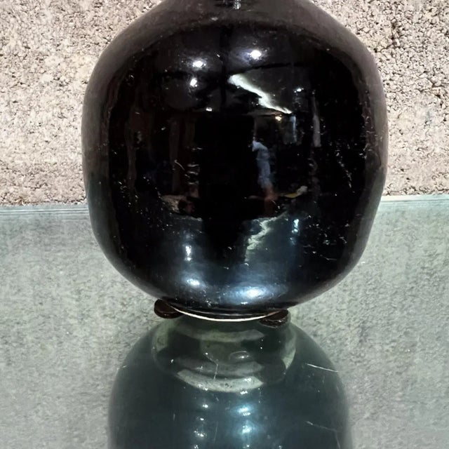 Brown Mid-Century Modern Japanese Bud Vase Dark Brown Glaze Pottery Mingei Tenmoku For Sale - Image 8 of 11
