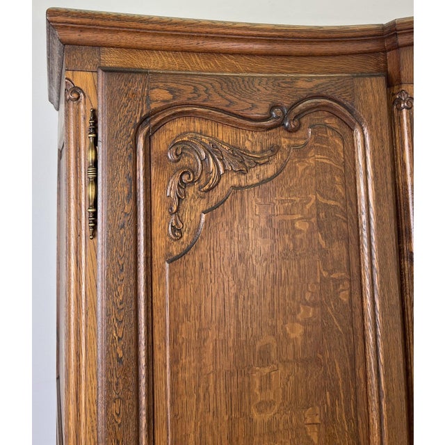 Brown Vintage French Louis XVI Style Wardrobe in Oak For Sale - Image 8 of 13