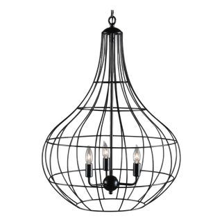 Iron Basket Drop Chandelier For Sale