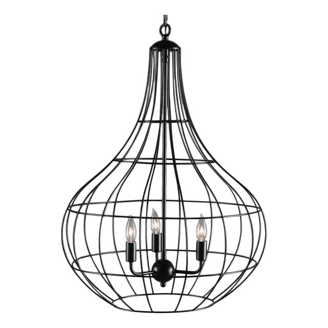 Iron Basket Drop Chandelier For Sale