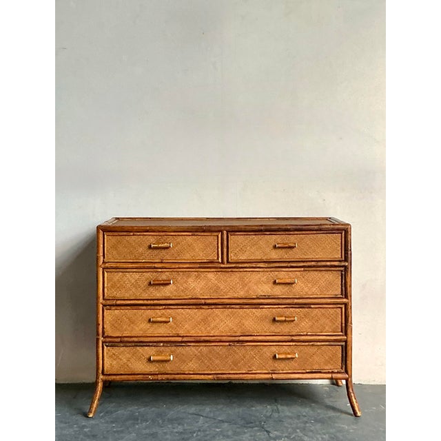 Vintage Boho Rattan Trimmed Chest of Drawers For Sale - Image 4 of 12