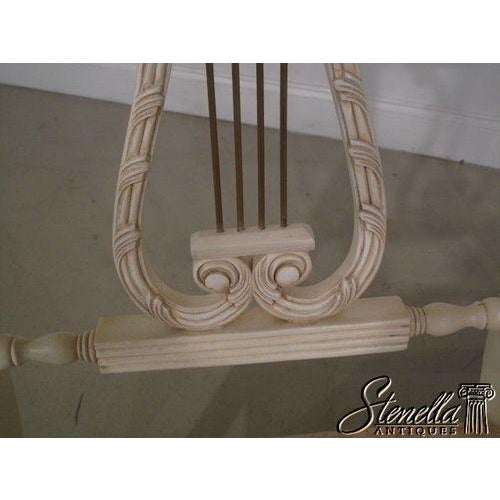 Wood White Painted Shabby Chic Finish Lyre Back Settee Bench For Sale - Image 7 of 9