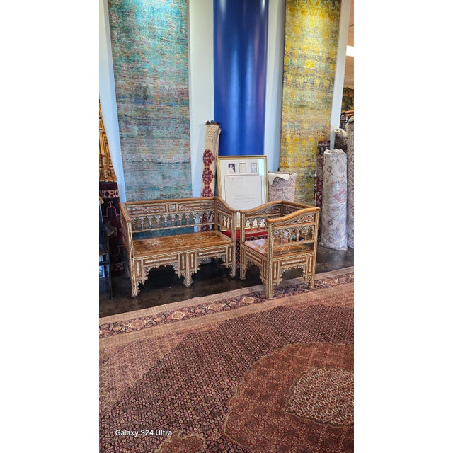 Mosaic Arabesque Bench & Chair Circa 1900 For Sale - Image 9 of 10