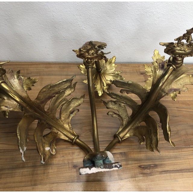 Late 19th Century French Louis XV Bronze Gas Converted Candle Holder Wall Sconce For Sale - Image 9 of 15