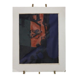 1960s Mid Century Modern Abstract Impressionist Mixed Media Print C1968, Framed For Sale