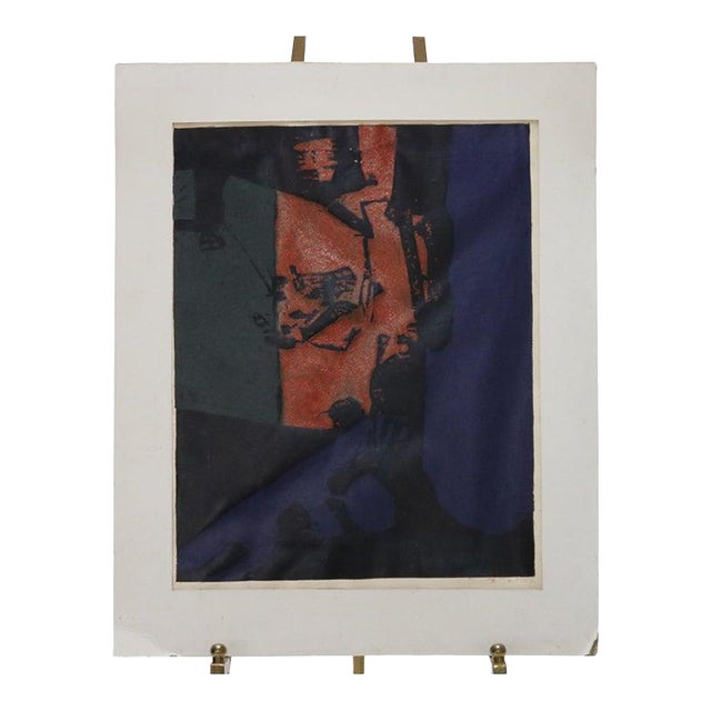 1960s Mid Century Modern Abstract Impressionist Mixed Media Print C1968, Framed For Sale