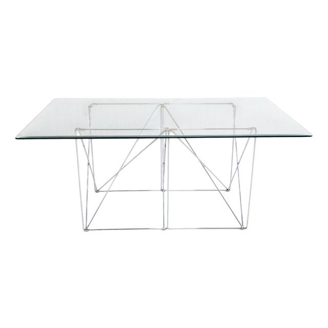 Foldable Steel and Glass Dining Table by Max Sauze, 1970s For Sale
