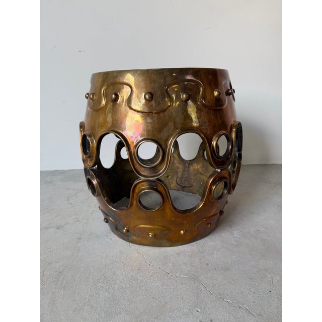 Jonathan Adler Solid Brass Sculptural Side Table With Cut-Out Base For Sale In Miami - Image 6 of 9