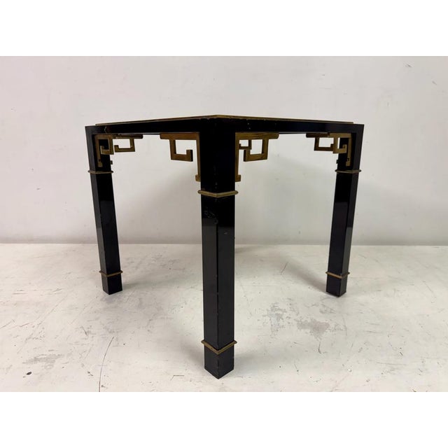 Black and Brass Side Table with Greek Key Detail, 1970s For Sale - Image 10 of 17