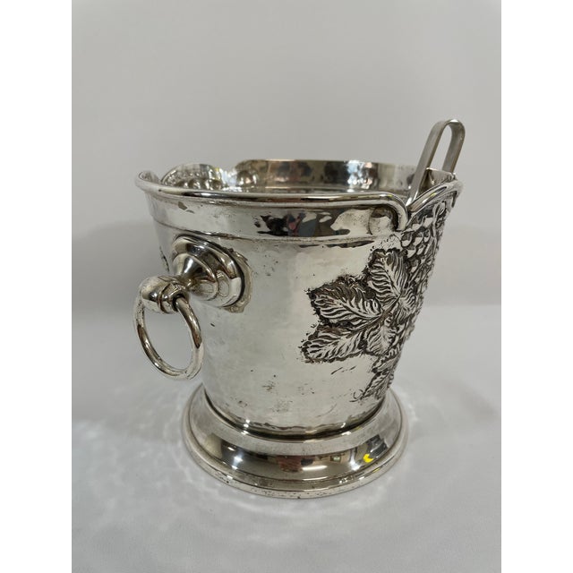 1970s Italian Silverplated Grape Motif Ice Bucket With Drain and Tongs For Sale - Image 4 of 18