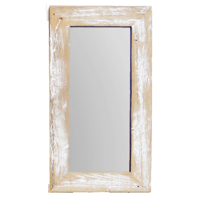 Large Farmhouse Chic Whitewashed Barn Wood Wall Mirrors, Set of 3