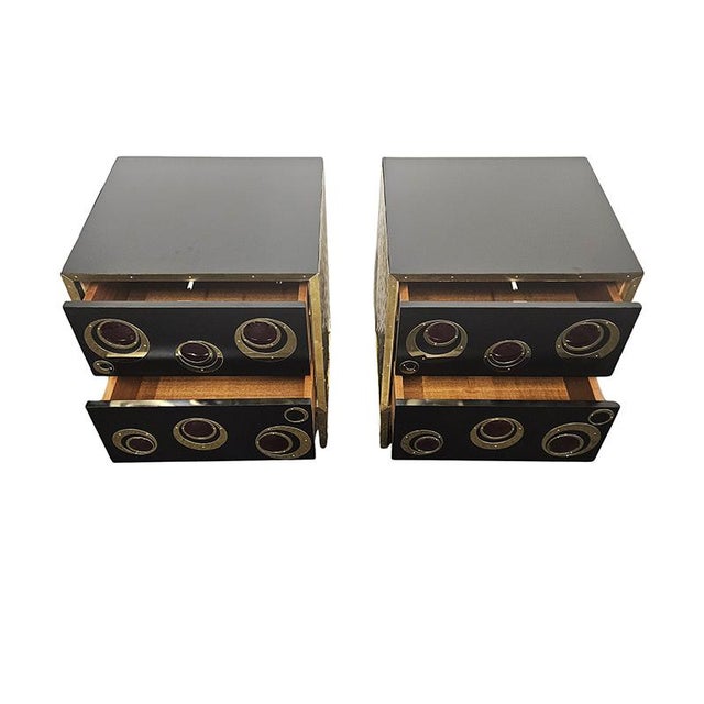 1980s Glass and Brass Bedside Tables, 1980s, Set of 2 For Sale - Image 5 of 7