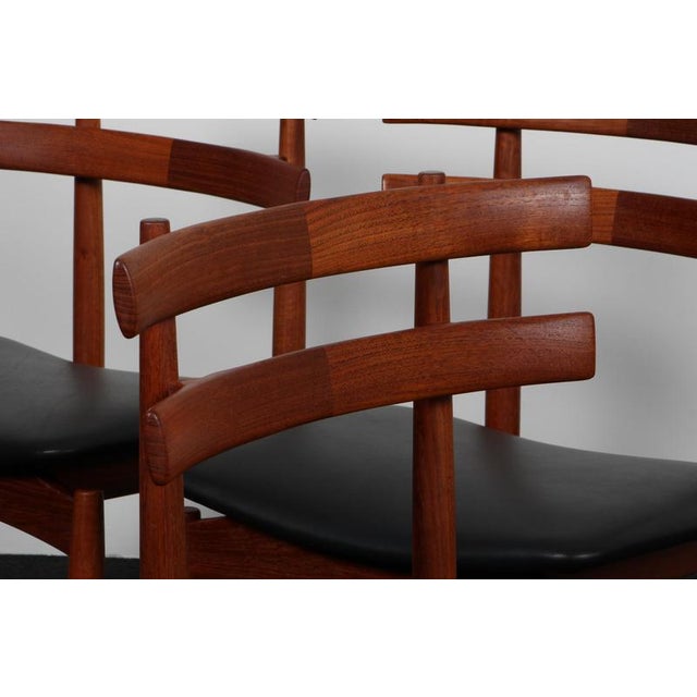 Vintage Danish Dining Chairs in Teak and Leather by Poul Hundevad, 1960s, Set of 4 For Sale - Image 6 of 10