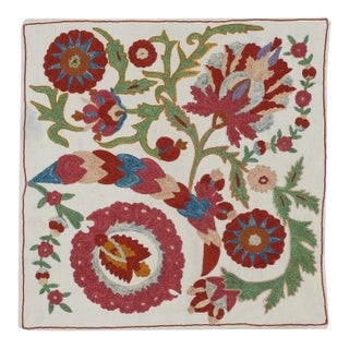 19"x19" Silk Embroidery Cushion Cover. Handmade Pillow. Modern Lace Pillow For Sale