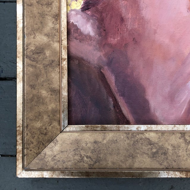 Vintage 1970’s Female Portrait Painting Framed For Sale - Image 4 of 6