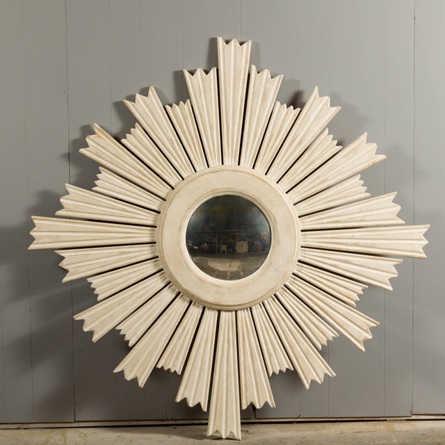 Early 21st Century Painted Wood Modern Custom Sunburst with Convex Mirror with Varying Rays For Sale - Image 5 of 12