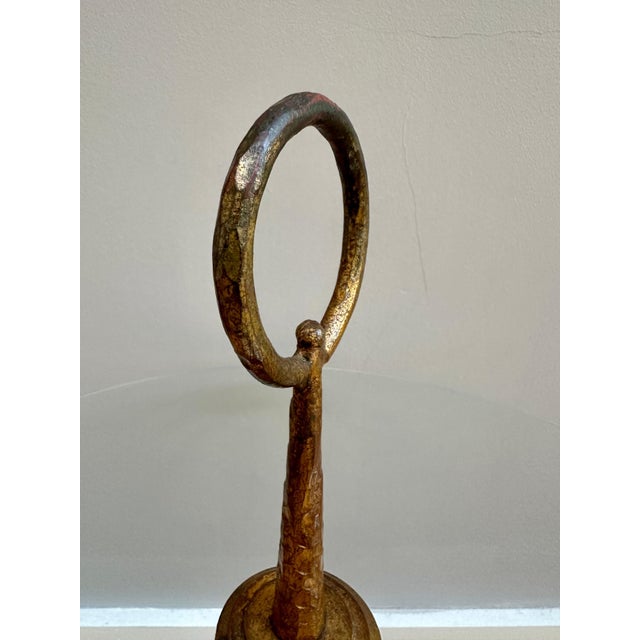 Metal Vintage Circular Side Table in Gilt Wrought Iron by Giovanni Banci for Hermes, 1950 For Sale - Image 7 of 14